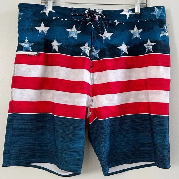 Burnside Board Shorts/Swim Trunks 38 American Flag - Picture 3 of 4